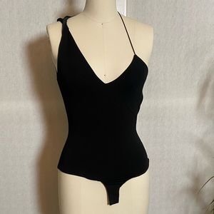 NWT CUSHNIE Black Sleeveless bodysuit with twisted details